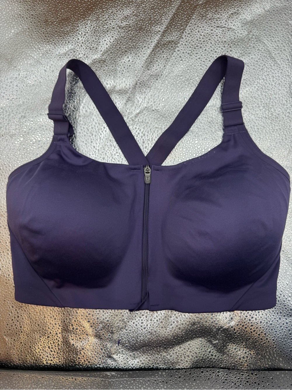 all in motion Front-Zip Sports Bra - Plum